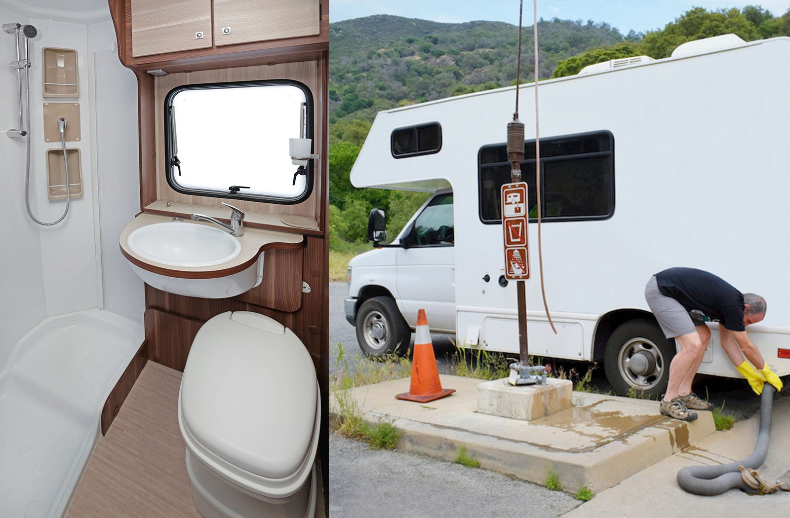 Portable RV/camper toilet and holding tank setup in Wheaton, Illinois